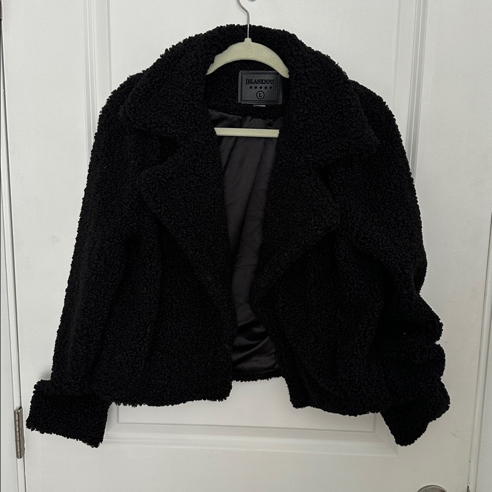 Black Cropped Textured Jacket